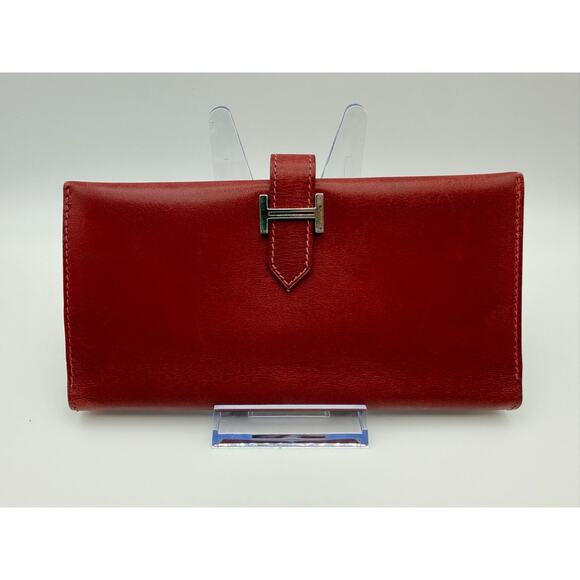 Authentic HERMES Epsom Leather Bearn Long Wallet | COA Included | Very Good Cond - Picture 1 of 11